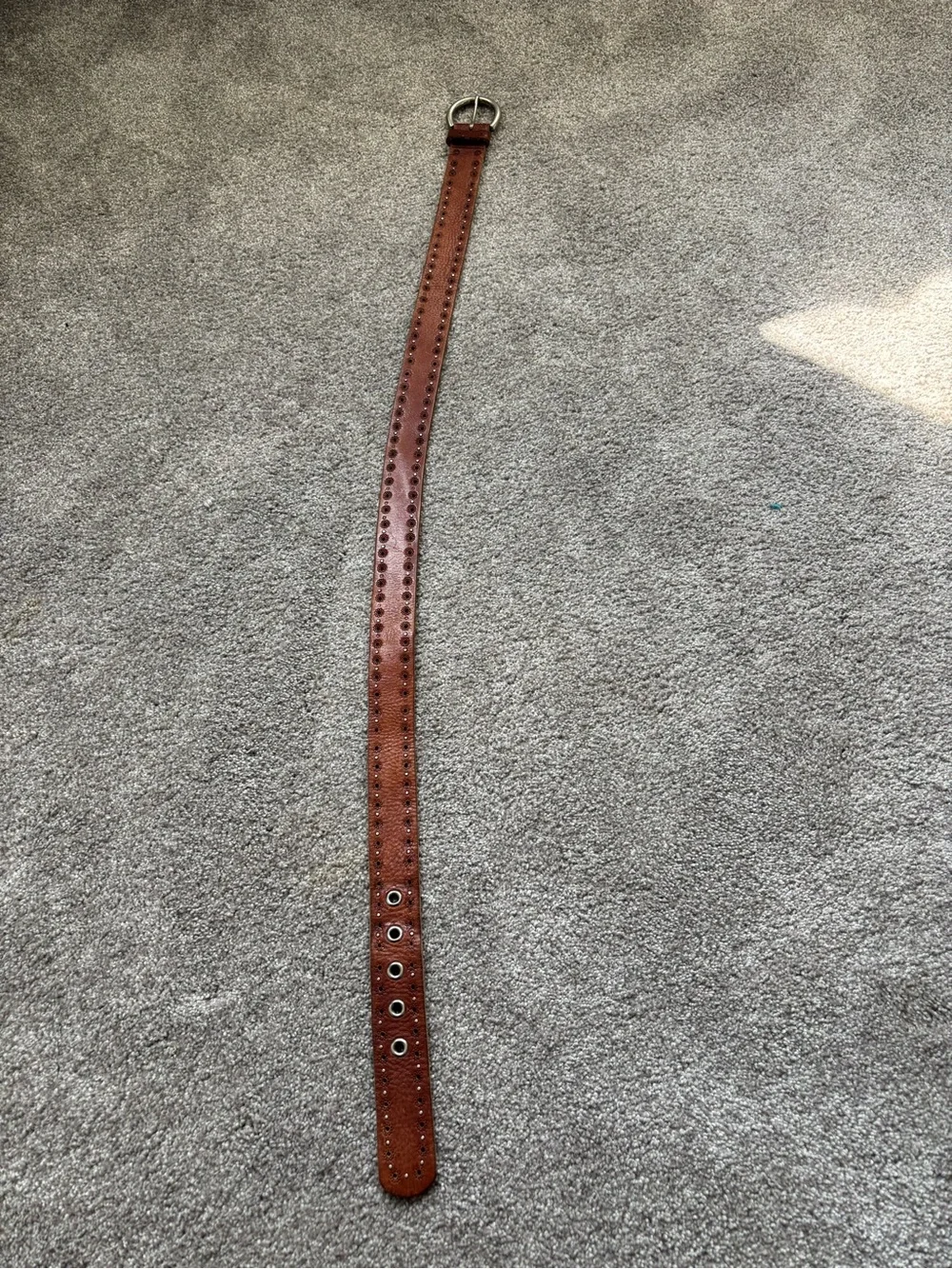 Fossil Brown Leather Belt with Silver Hardware